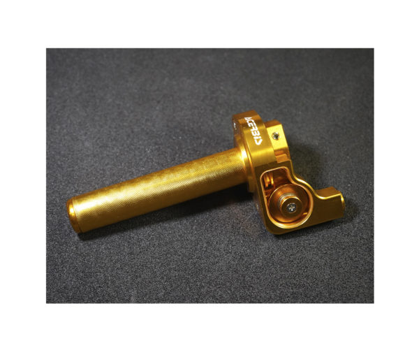 Ручка газа питбайк короткоходная алюминиевая с роликом Золотая